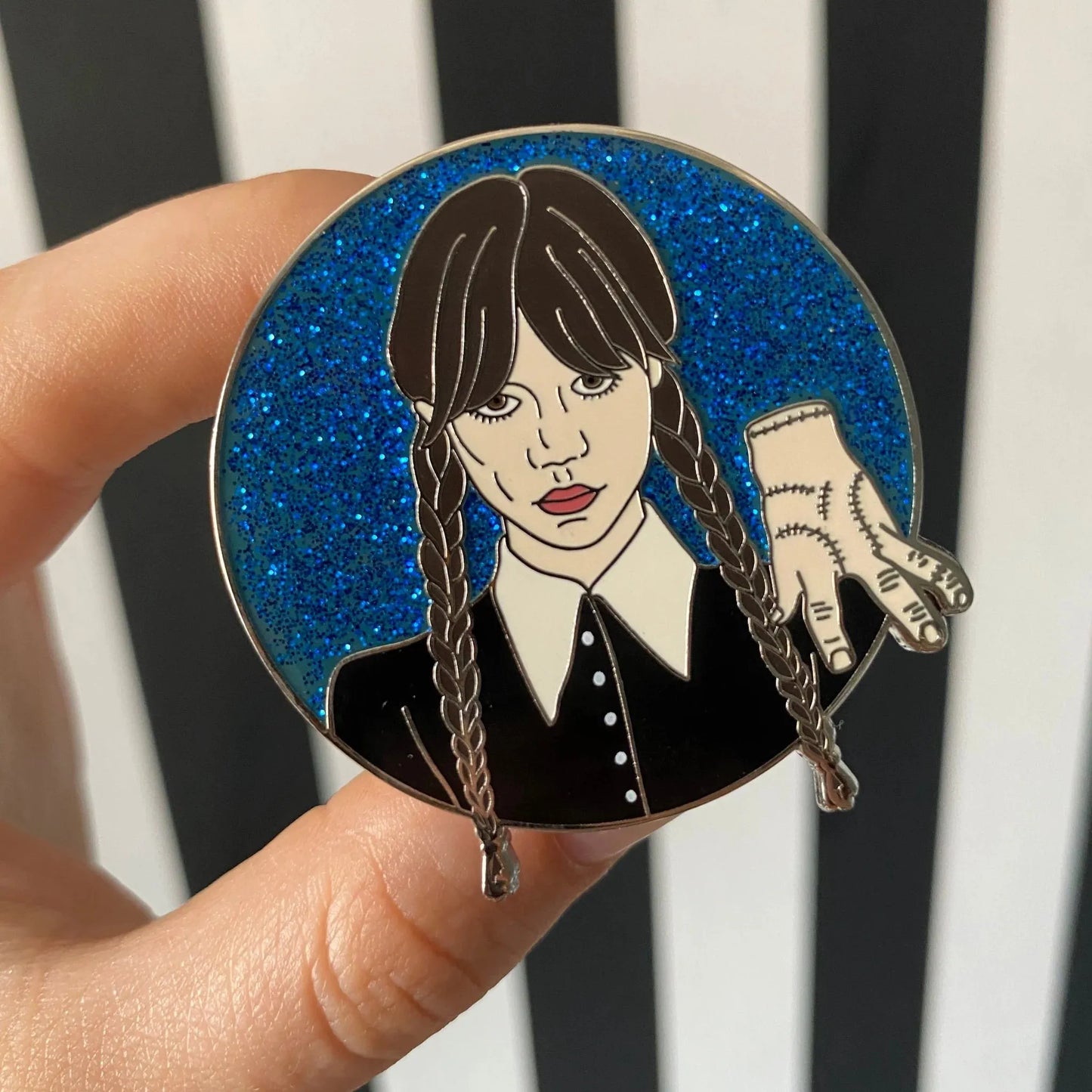 Wednesday Hard Enamel Glitter Pin