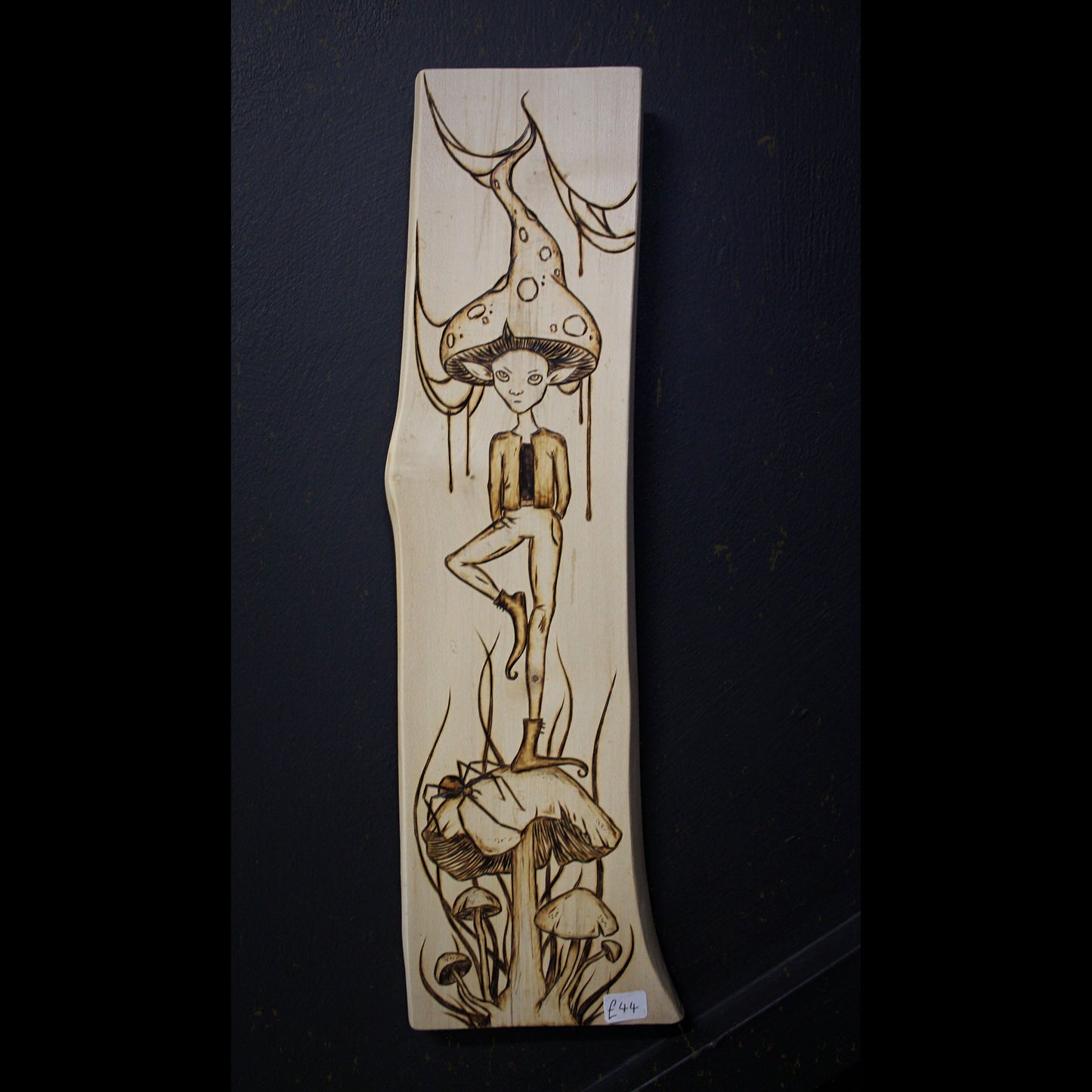 Mushroom Elf Pyrography Wall Hanging