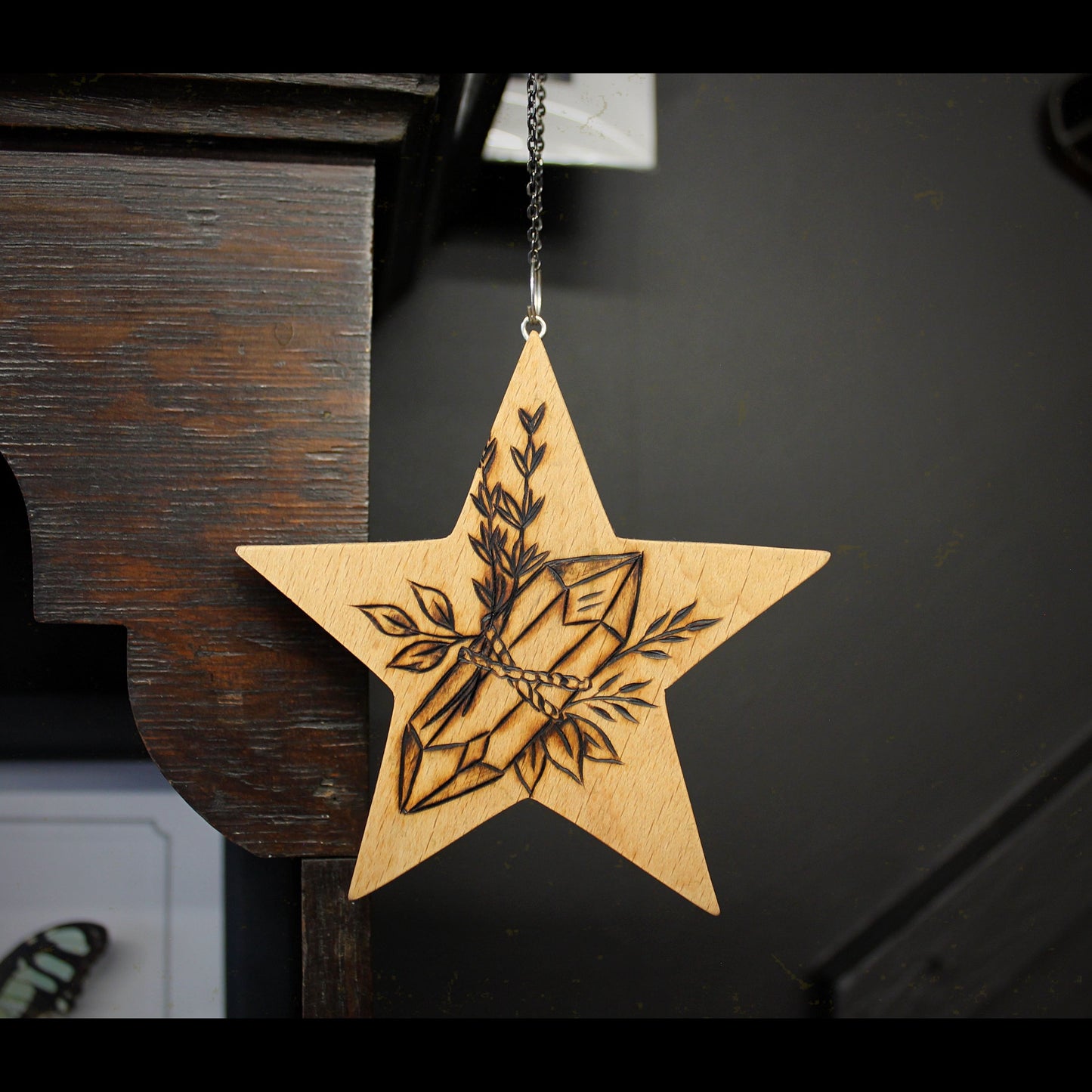 Hanging Star Crystal Pyrography