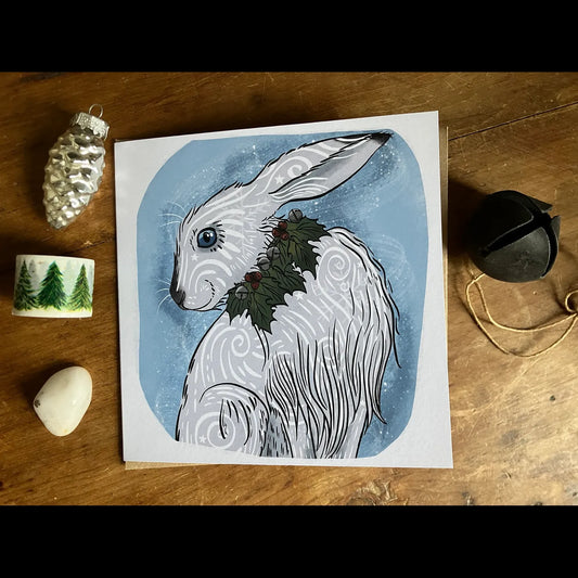 Hare Jack Frost Winter Solstice / Yule / Christmas Card