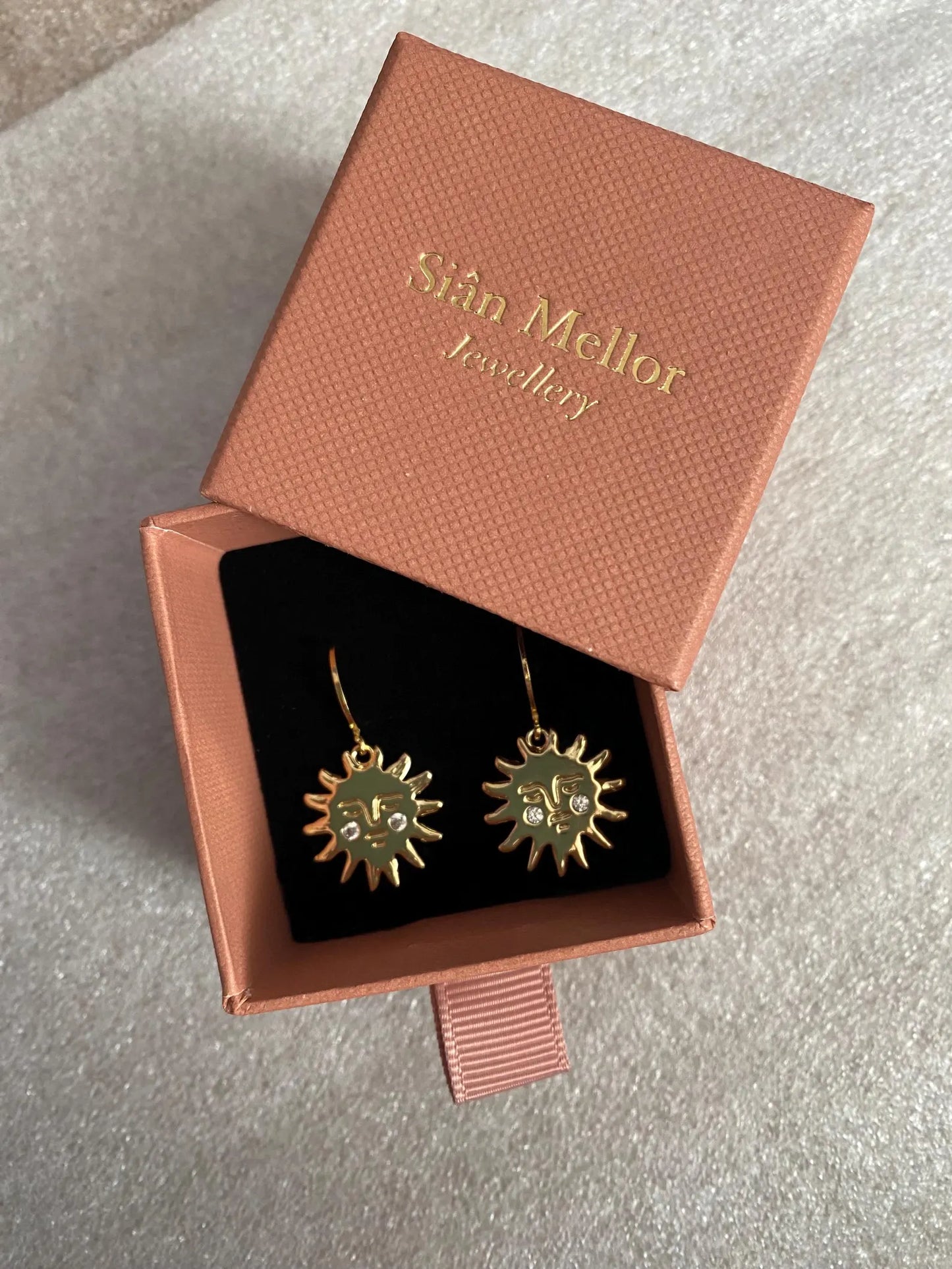 Gold Sun Huggie Hoops