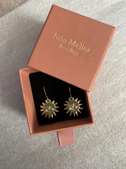 Gold Sun Huggie Hoops