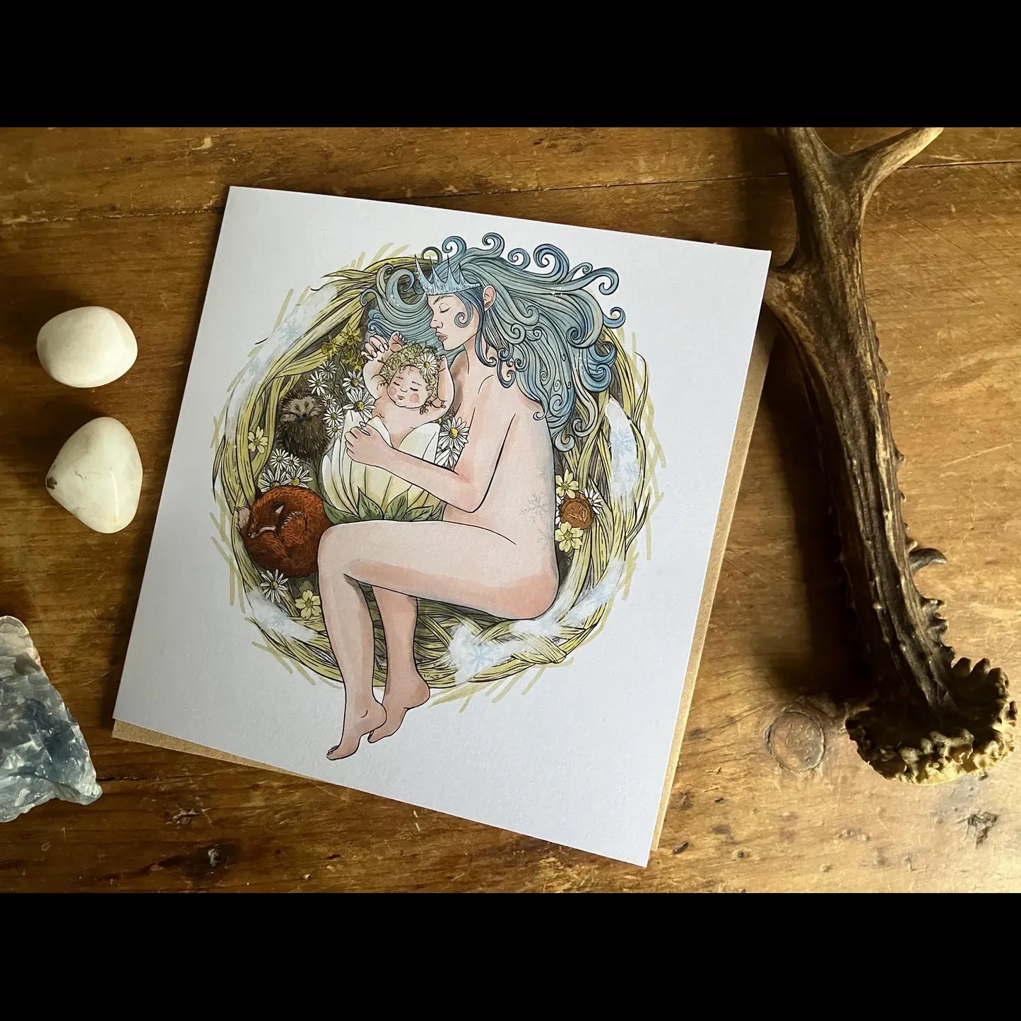 Mother Winter Daughter Spring Equinox Imbolc Greetings Card