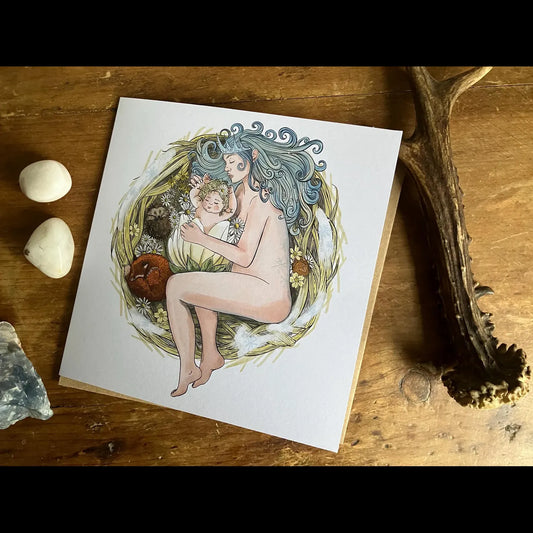 Mother Winter Daughter Spring Equinox Imbolc Greetings Card