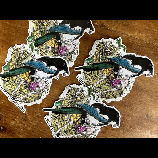 Magpie Trinket Hoarder Waterproof Vinyl Sticker