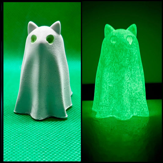 Glow-in-the-Dark Ghost Cat Figurine