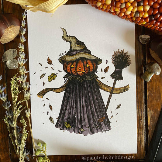 Pottsfield Pumpkin Witch Art Print