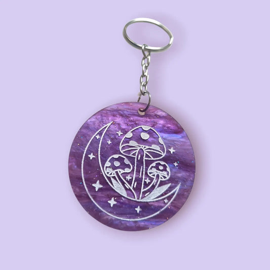 Mushroom & Moon Charm Keyring