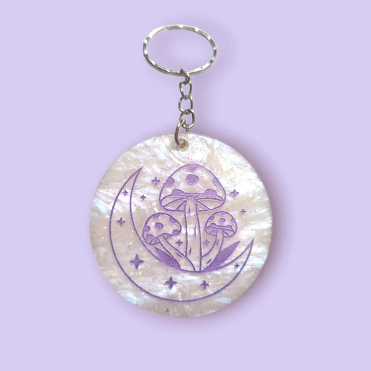 Mushroom & Moon Charm Keyring