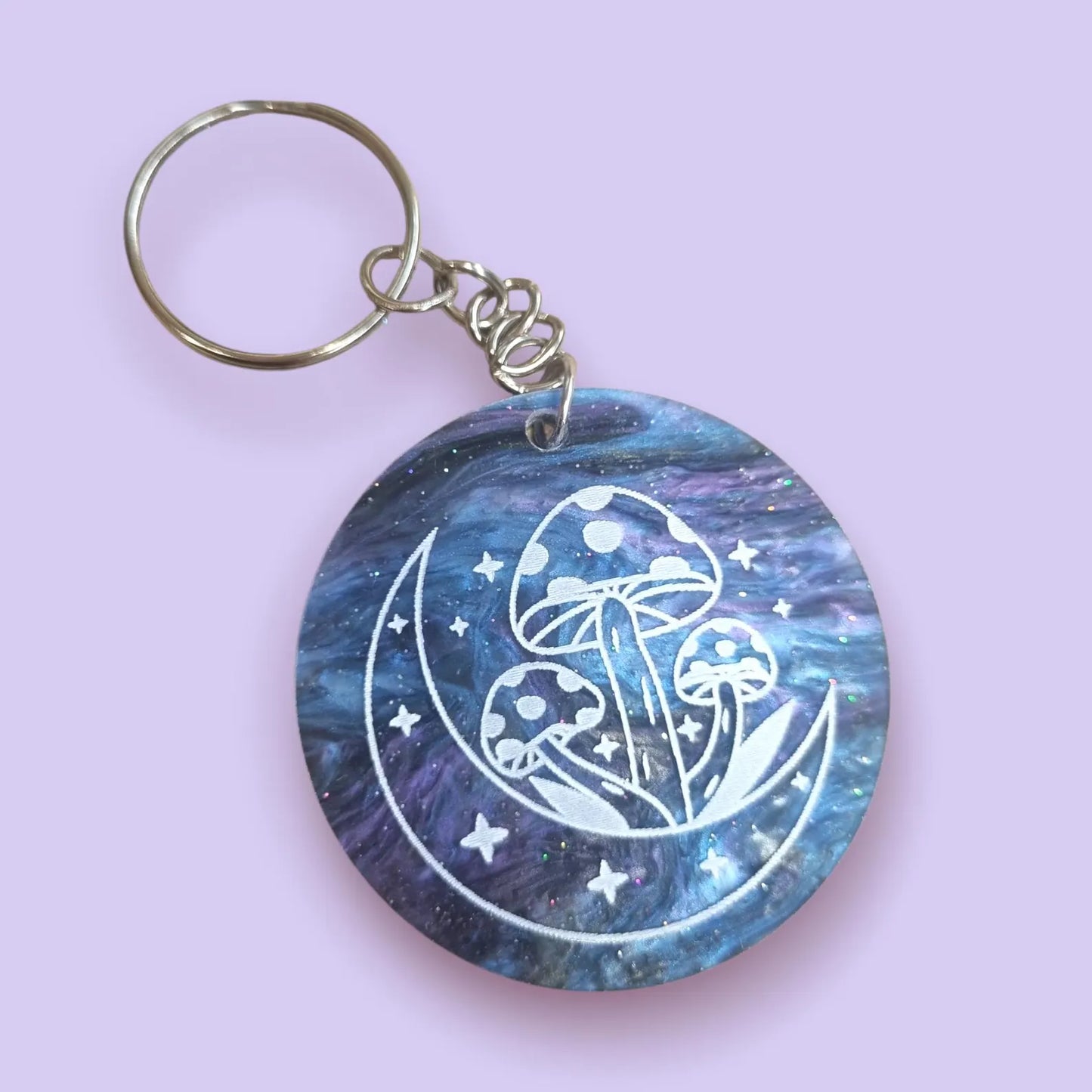 Mushroom & Moon Charm Keyring