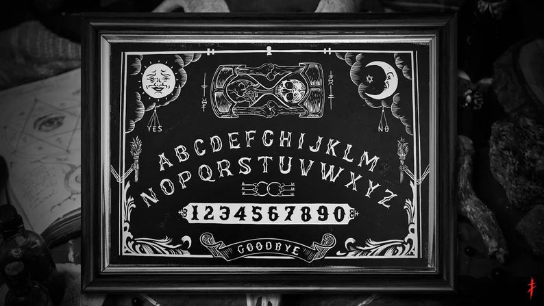 House Party - Ouija Board Art - Original Linocut Print, Hand-Carved, Hand-Printed