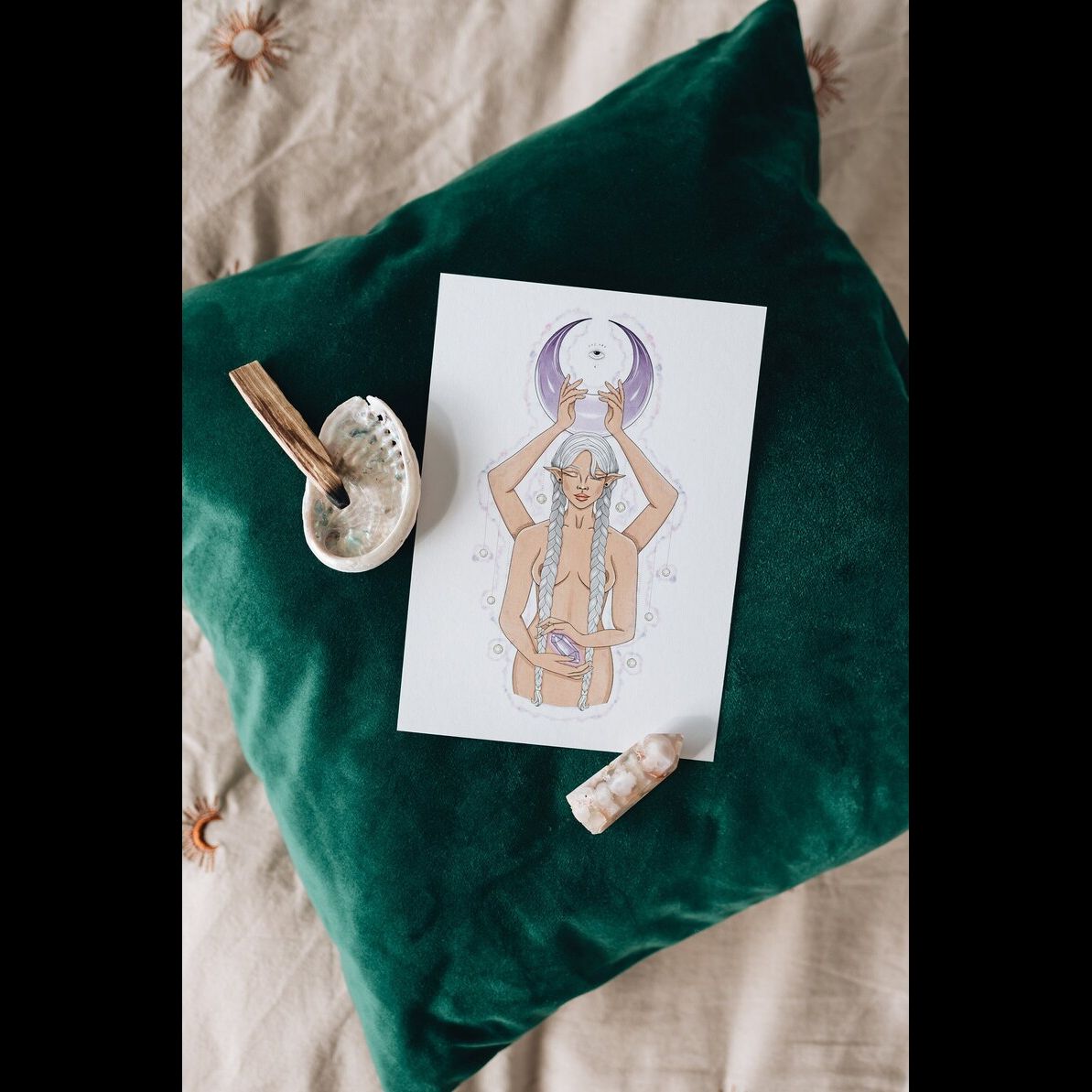 Amethyst Crystal Goddess Art - A4 Print