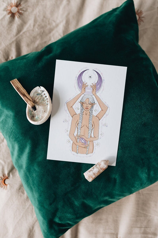 Amethyst Crystal Goddess Art - A4 Print