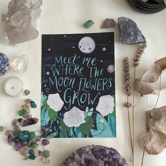 Moonflowers Illustration Quote Art Print