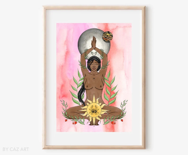 Strawberry Moon Goddess Art - A4 Print