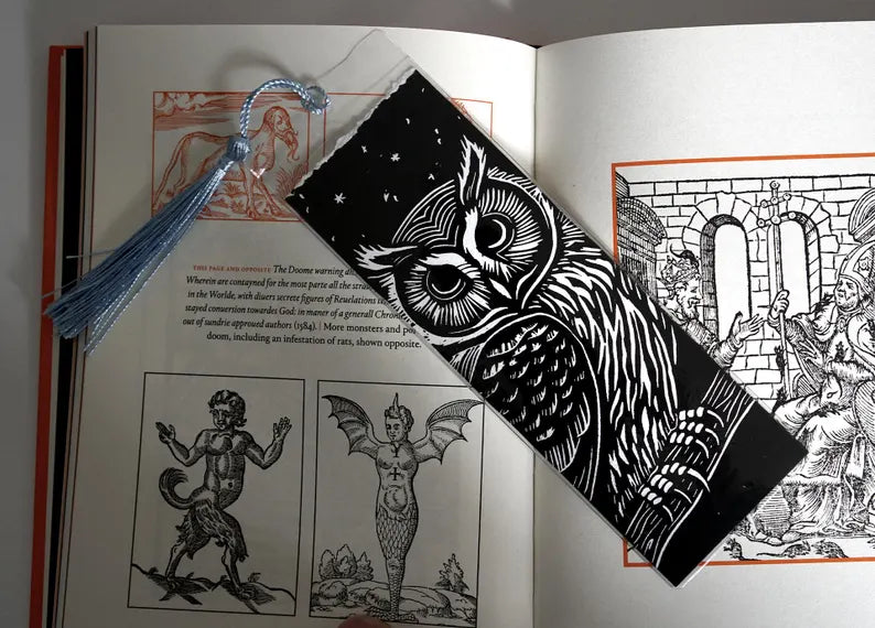 Linocut Bookmarks: Spooky Gothic Book Accessory, 8 Limited Edition Designs