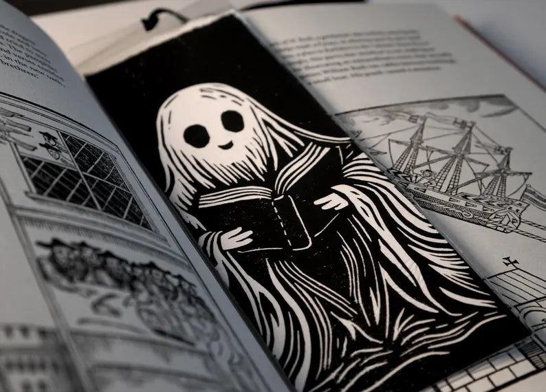 Linocut Bookmarks: Spooky Gothic Book Accessory, 8 Limited Edition Designs