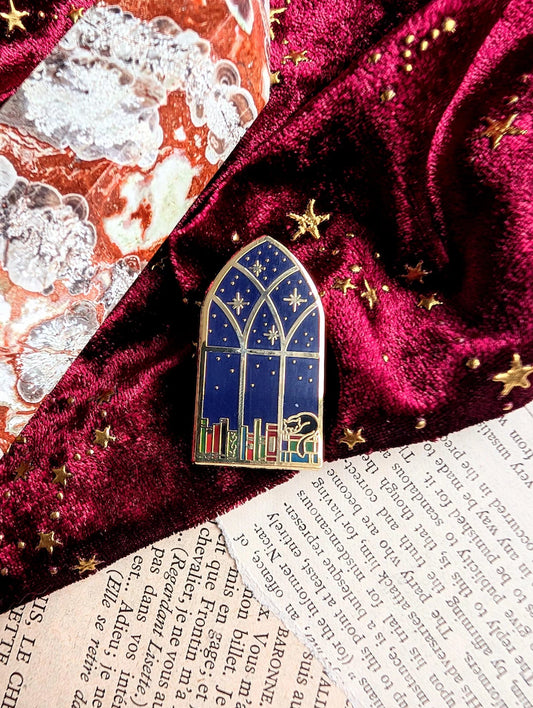 Library Window Enamel Pin Badge