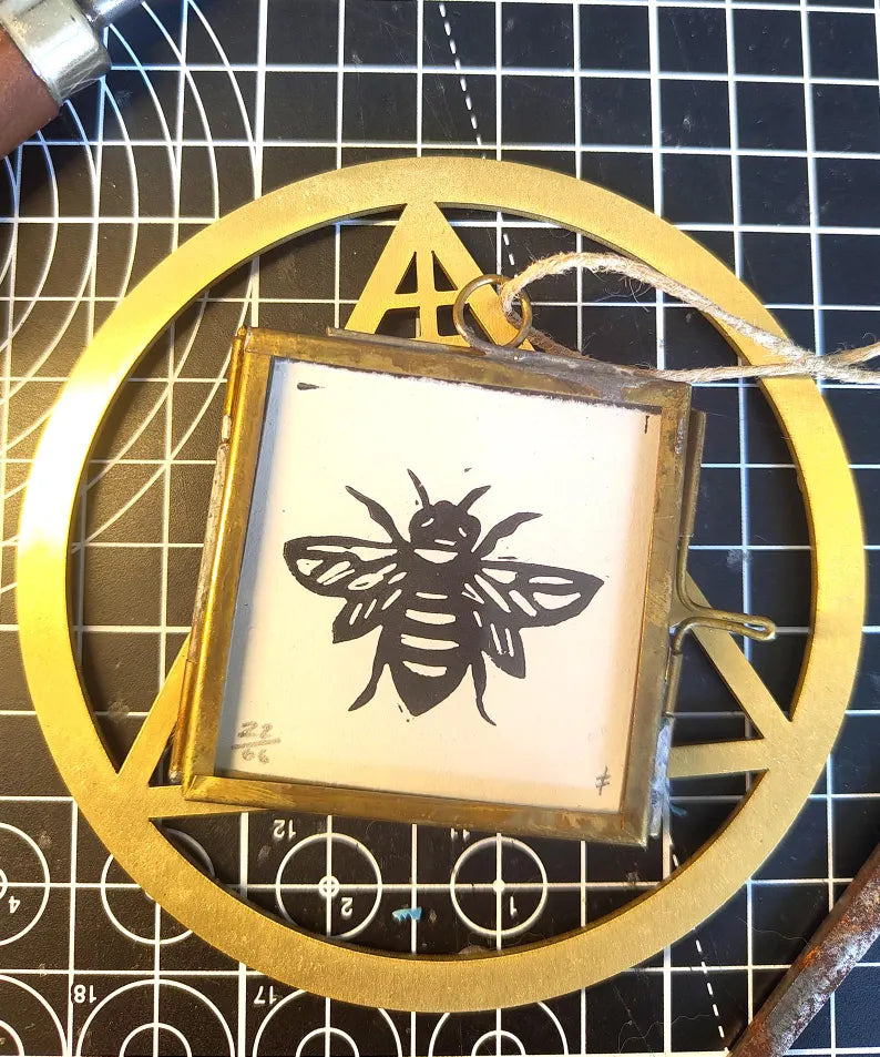 Small Framed Linocut Prints: Hand-Carved Miniature Art - 9 Different Design