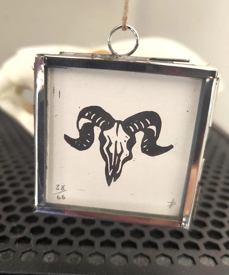 Small Framed Linocut Prints: Hand-Carved Miniature Art - 9 Different Design