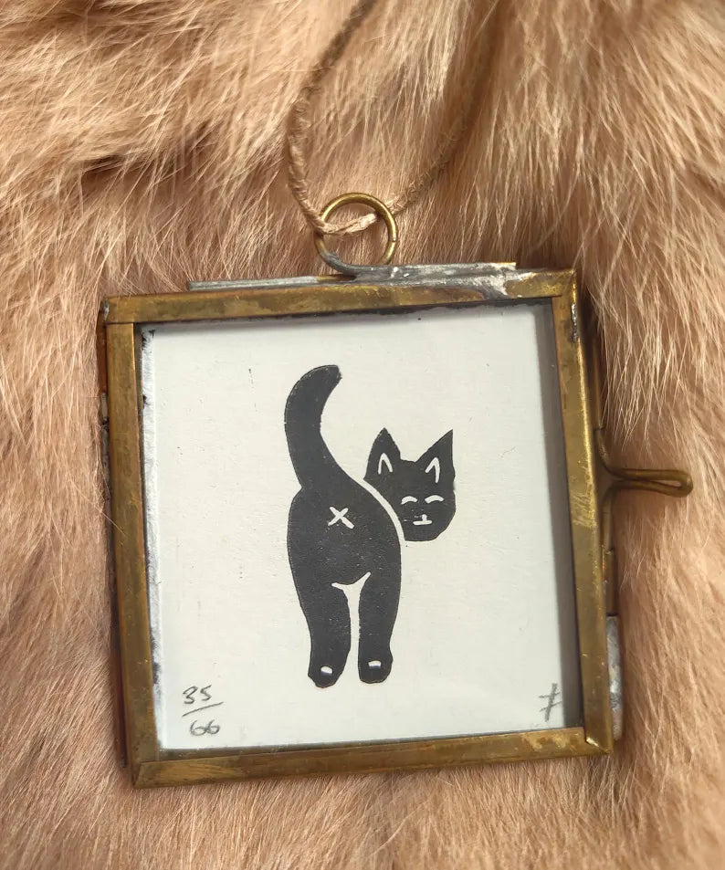 Small Framed Linocut Prints: Hand-Carved Miniature Art - 9 Different Design