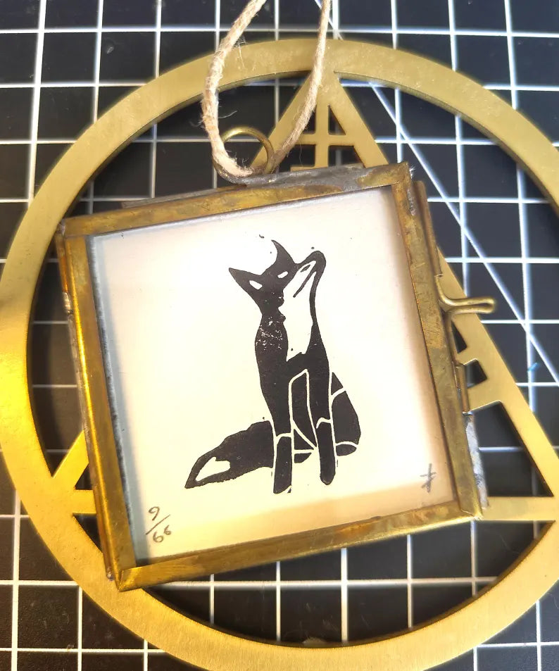 Small Framed Linocut Prints: Hand-Carved Miniature Art - 9 Different Design