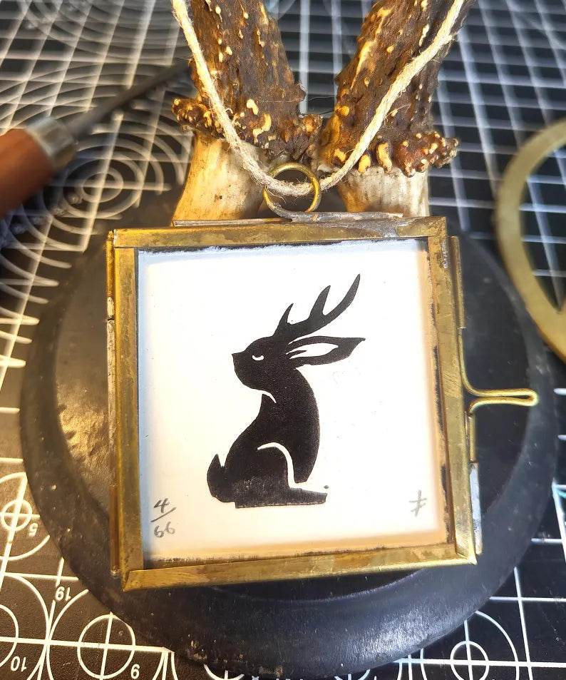 Small Framed Linocut Prints: Hand-Carved Miniature Art - 9 Different Design