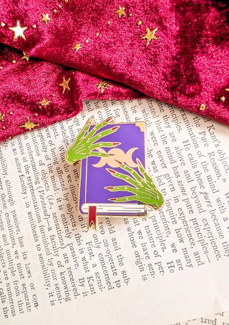 Green Witch Book Enamel Pin