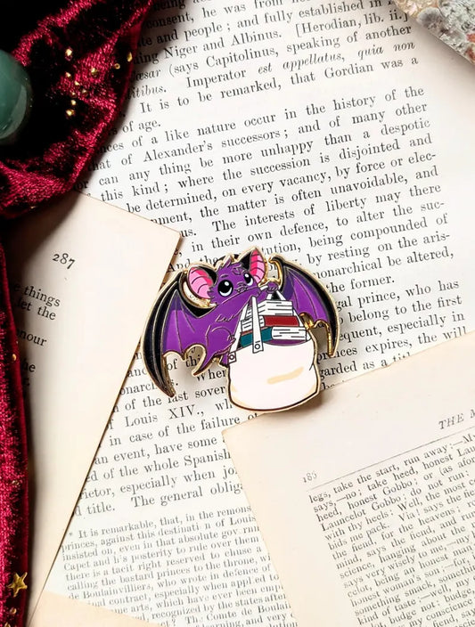Dawn The Book Bat Enamel Pin Badge
