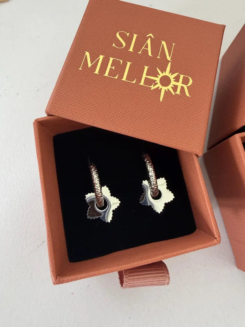 Silver Textured star Huggie Hoops