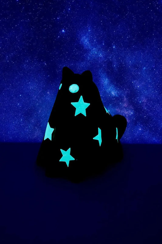 Glow-in-the-Dark Stars Ghost Cat Figurine