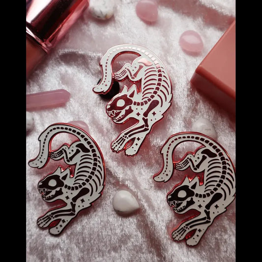 Rose gold Skeleton Cat Enamel Pin