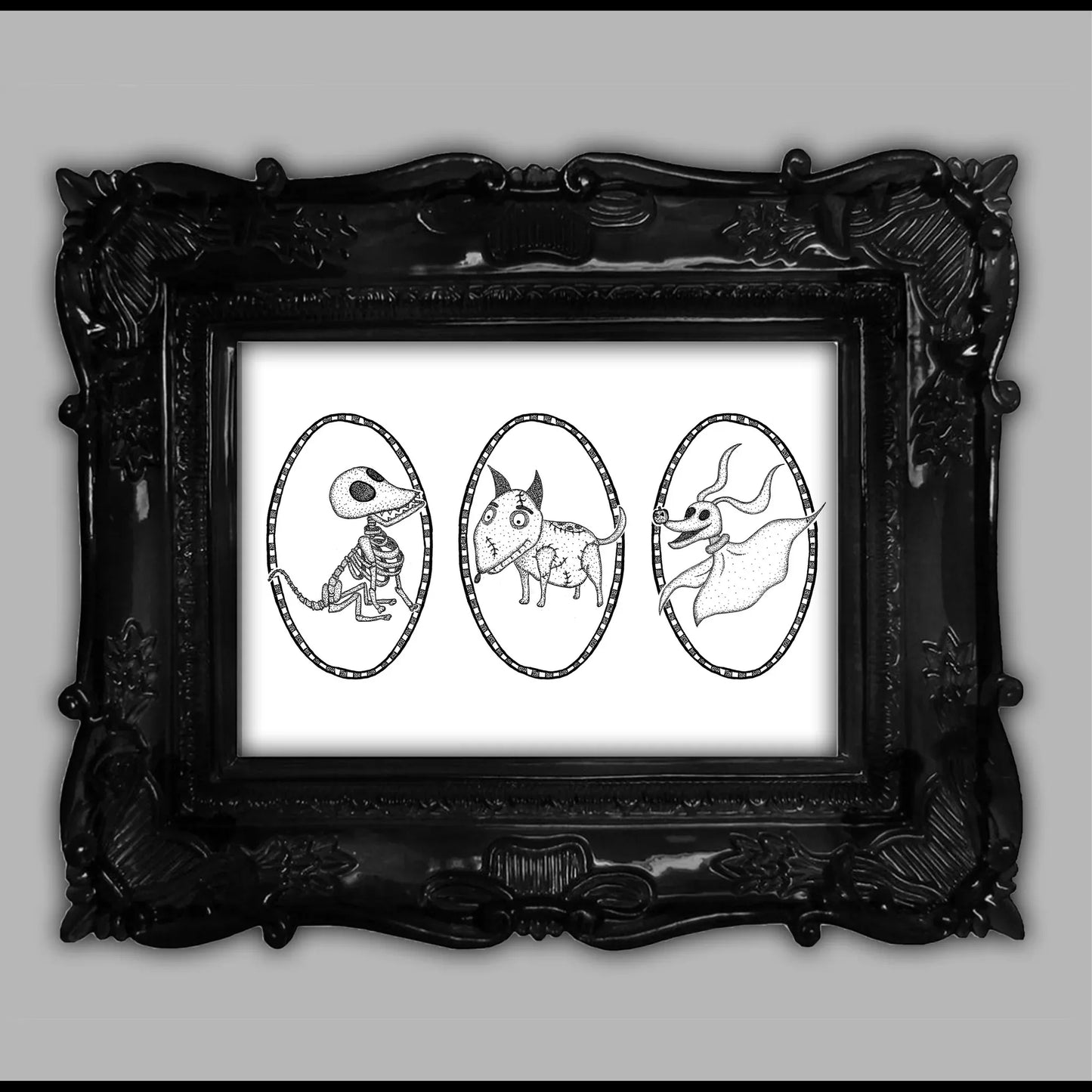 Spooky Dogs Dotwork Art Print