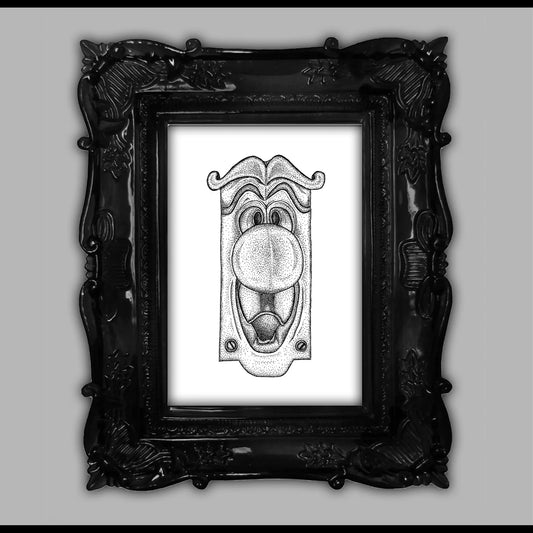 Talking Doorknob Dot Work Art Print