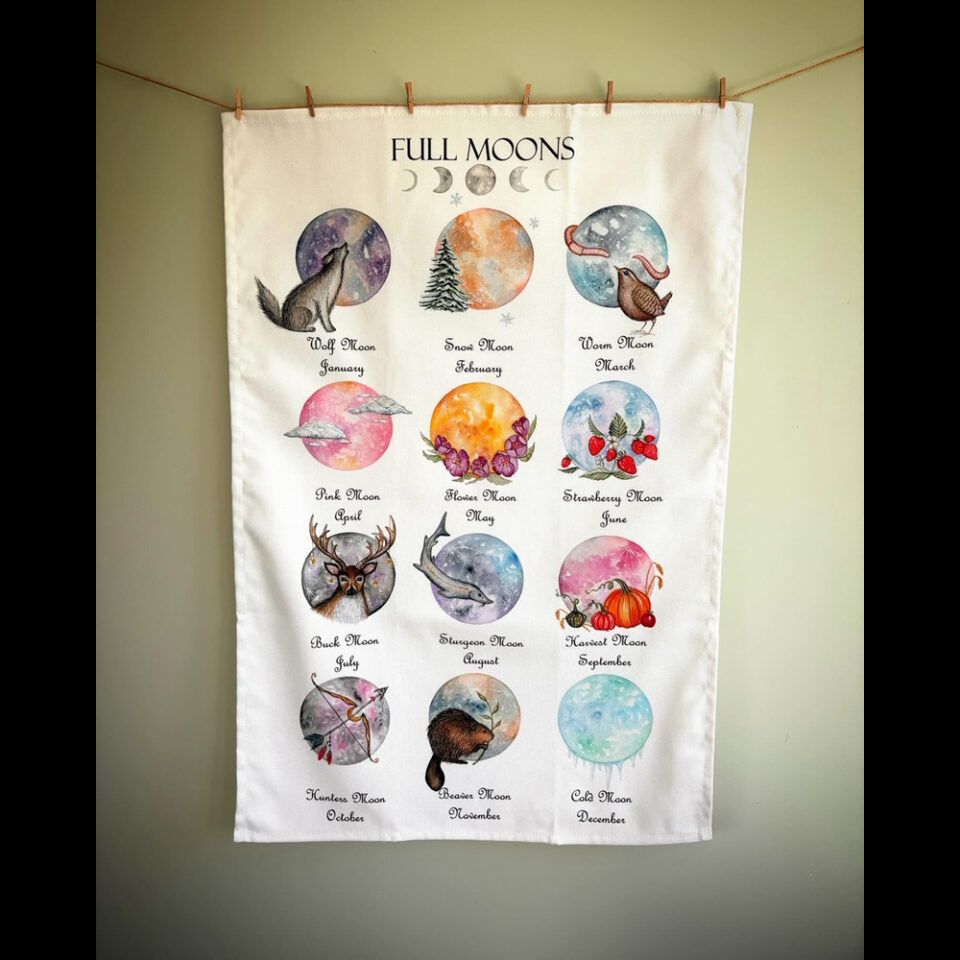 Organic Cotton Full Moon Tea Towel