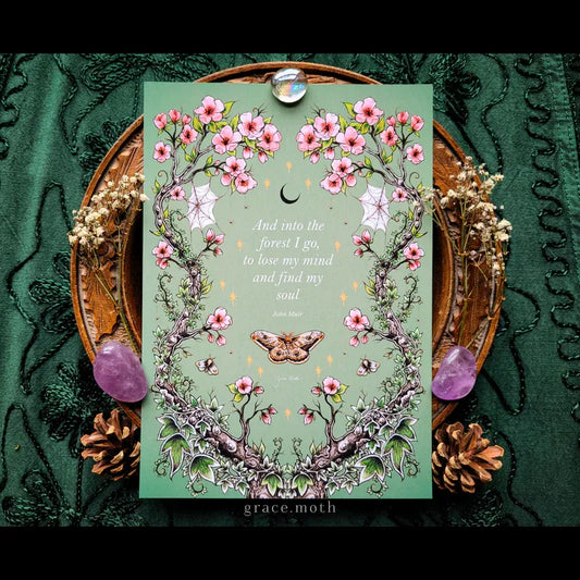 Into The Woods - Blossom Moth - A5 Art Print