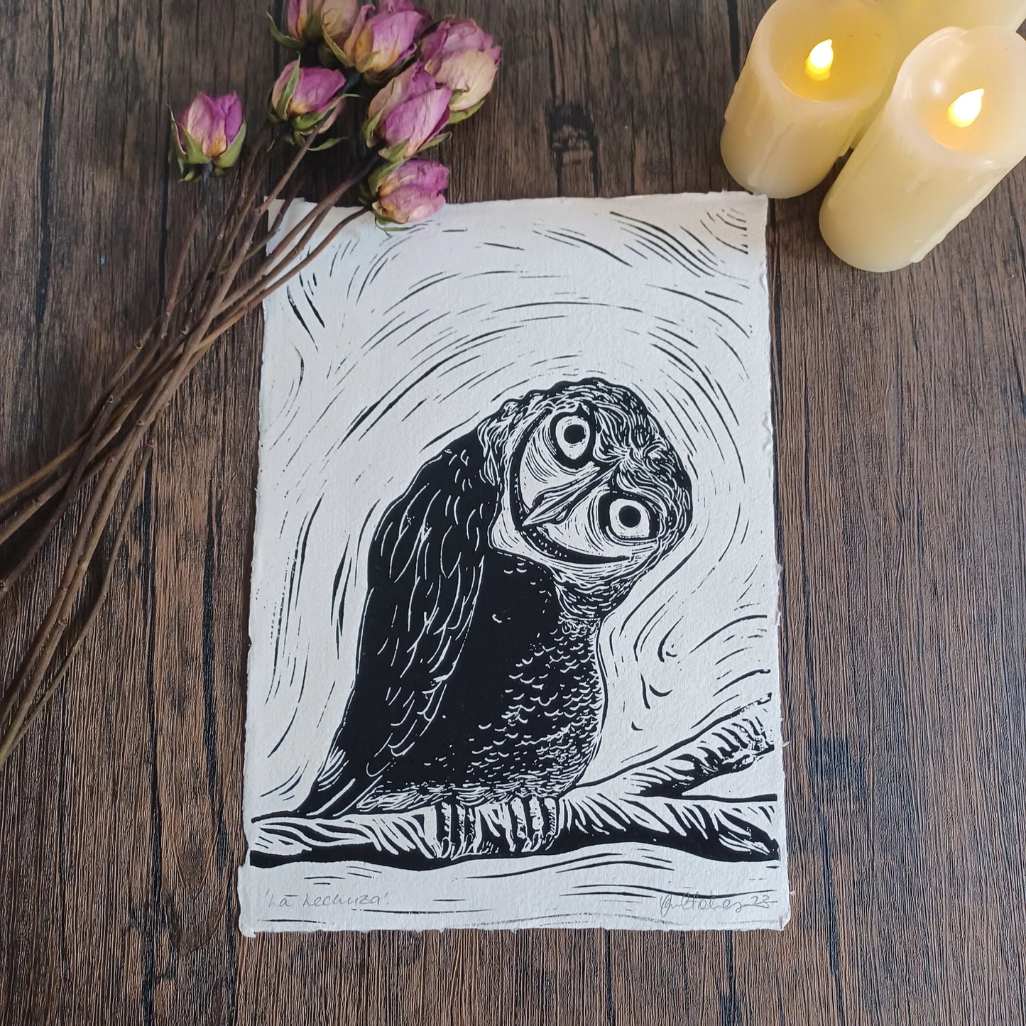 La Lechuza - A4 Lino Print