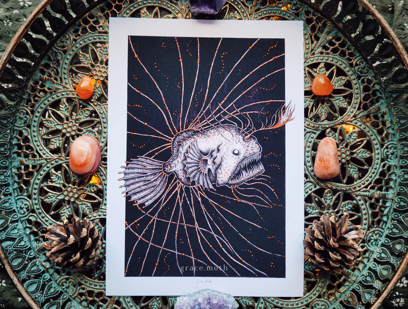 Anglerfish of the Depths - A5 Art print