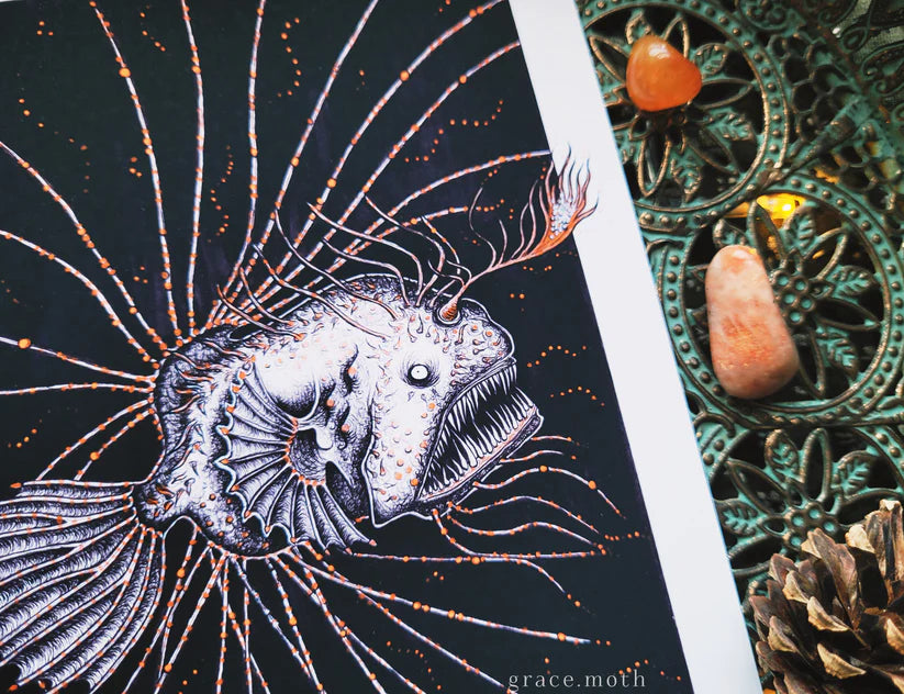 Anglerfish of the Depths - A5 Art print
