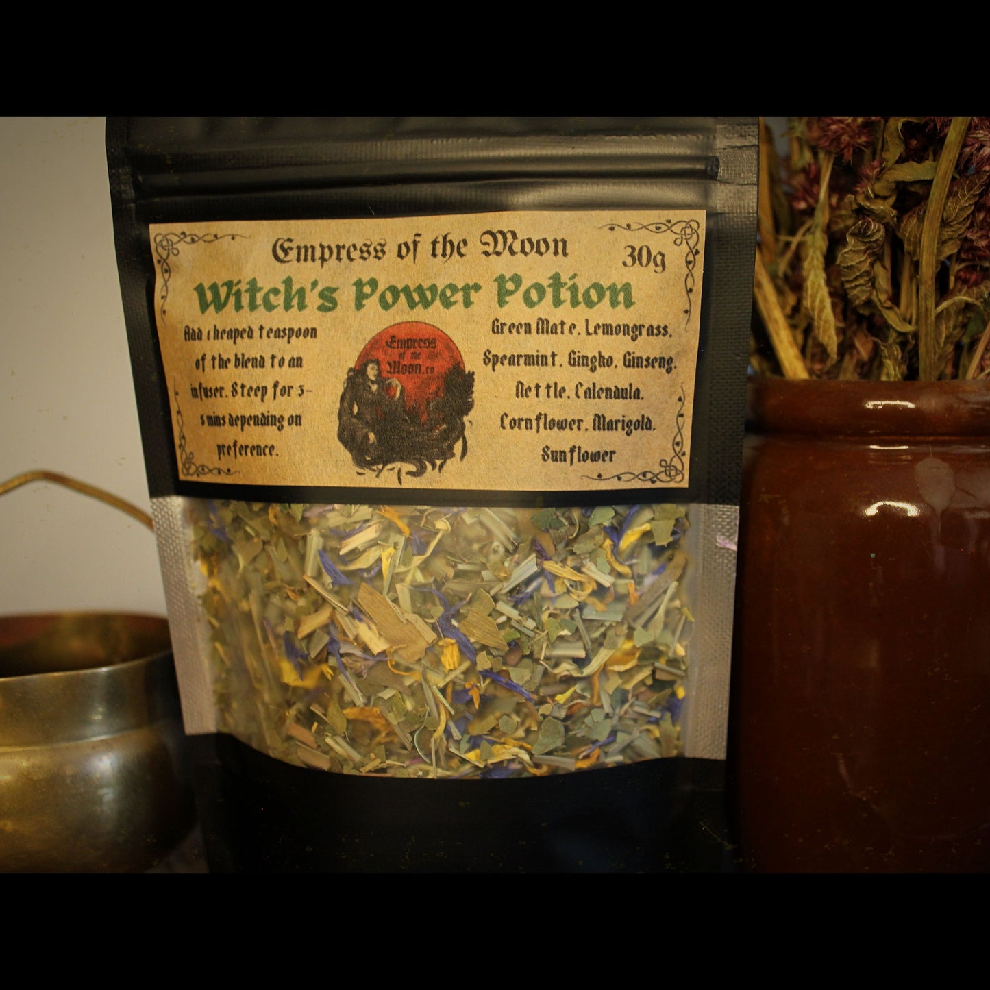 Witch's Power Potion Loose Tea: Green Mate, Lemongrass & Spearmint